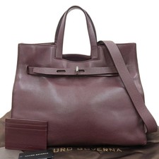 MAURO GOVERNA 2WAY Bag Shoulder Bag Leather Bordeaux with Papers Unisex #TYB819