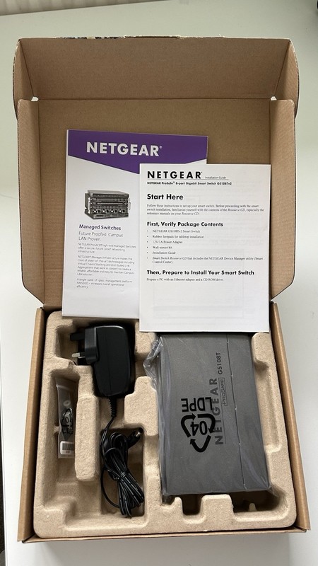 NETGEAR PROSAFE GS108T v2 8-Port Gigabit Ethernet Smart Switch inc. PSU