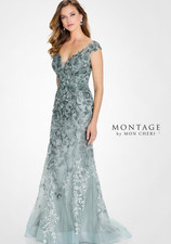 Montage M522 by Mon Cheri Sage Embroidered Evening Gown