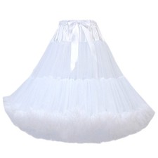 Women's Knee Length Tutu Skirts Soft Puffy Underskirt Large White