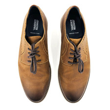 Mens 9 M Johnston Murphy Milson Plain Toe Dress Shoes Brown Oil Leather 59-3056