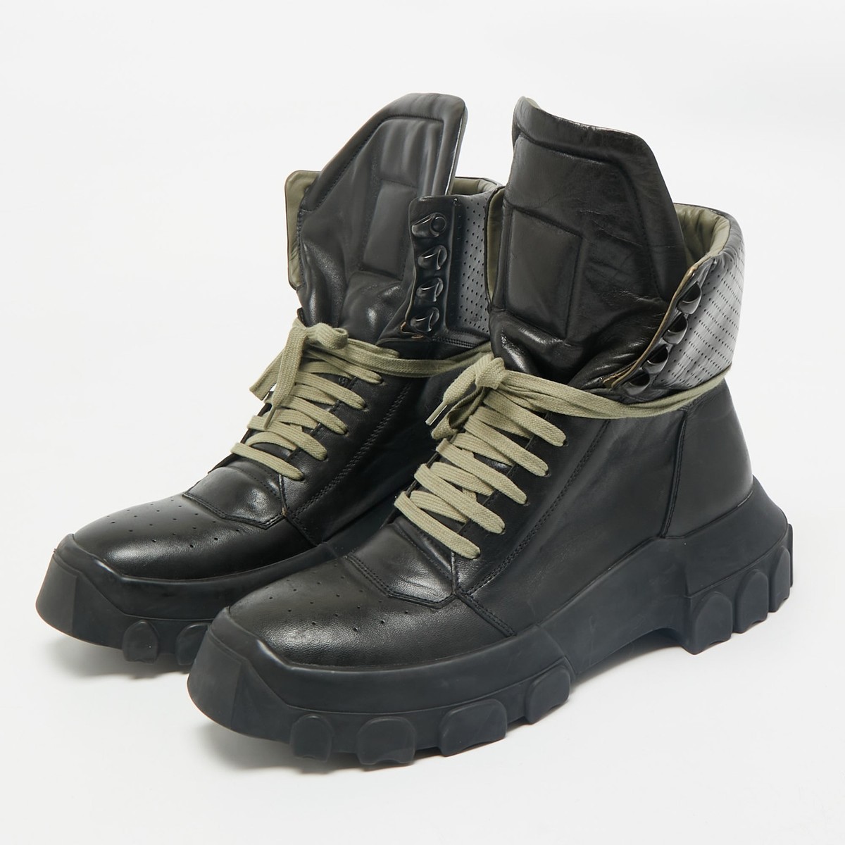 Rick Owens Black Leather Tractor Dunk Boots Size 41 | eBay