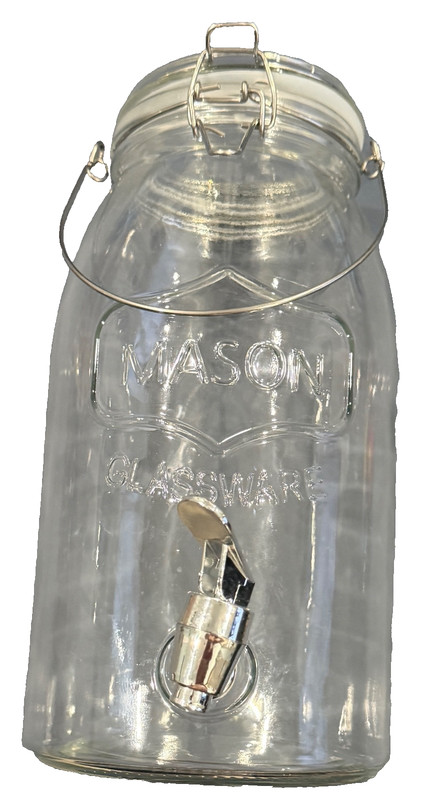 Mason Glassware 1 Gallon Glass Beverage Dispenser Jar with Spigot & Clamp Lid