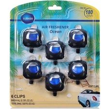 S ZEVZO Ocean Car Scent Car Air Freshener Vent Clip, 6 Clips, Long Lasting, 4ML