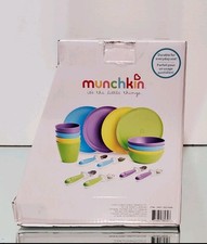 MUNCHKINS Childrens Multi Dining Set 18Pc 4 Plates 4 Bowls 4 Cups 6 Utensils