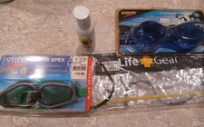Speedo Swim Googles  Anti- Fog Coating x2 with Bag and Liquid Defogger