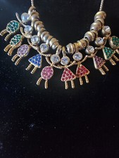 Birthstone Necklace W/Charms 5 Boys 5 Girls Gold Tone