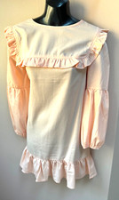 SheIn Pink Ruffled Collar Lady Cotton Long Sleeves Dress Sz S