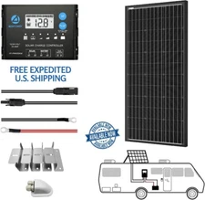 RV SOLAR Starter Package 100W 12V Monocrystalline With 20 AMP CHARGER CONTROL