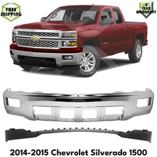 Front Bumper Chrome & Valance Textured For 2014-2015 Chevrolet Silverado 1500