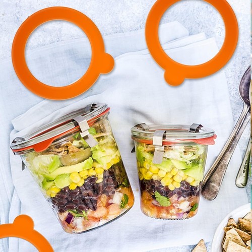 Paquete de 12 juntas de silicona herméticas de goma juntas anillos para tapas de tarro de albañil naranja - Imagen 5 de 5