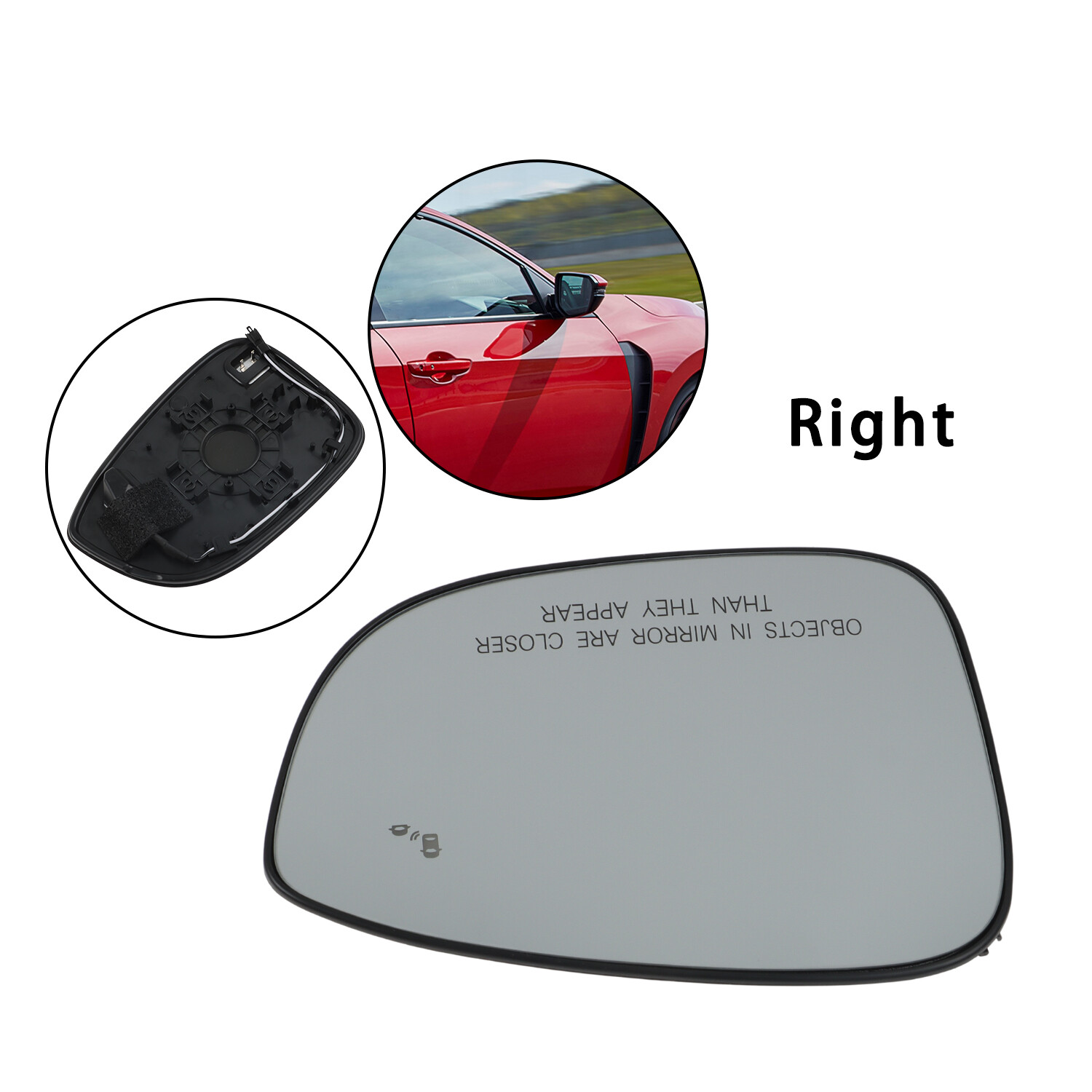 Heating Front Right Rearview Mirror Glass w/ Blind Spot Fit for Honda