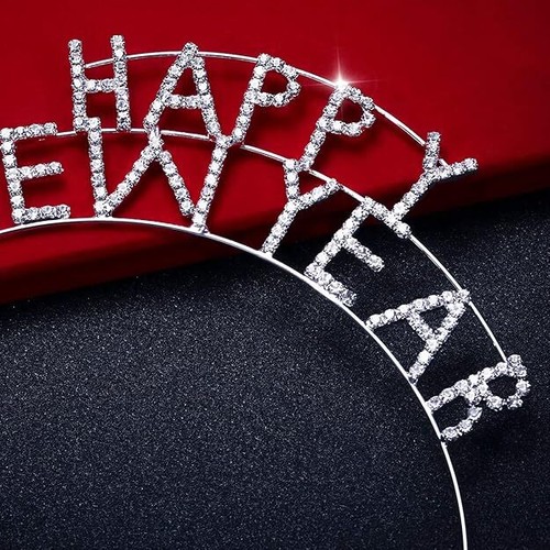 Fascia Buon Anno Cristallo Scintillante Capodanno Tiara Vacanze Nye Corona... - Foto 3 di 6