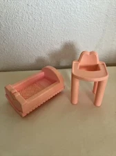 Playskool Victorian Dollhouse Baby Crib & High Chair M-6095 Vintage 1991