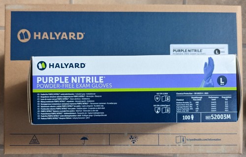 1000 (10x100) Halyard Purple Nitrile Gloves LARGE Latex free. EXPIRY MARCH 2025. - Picture 2 of 4