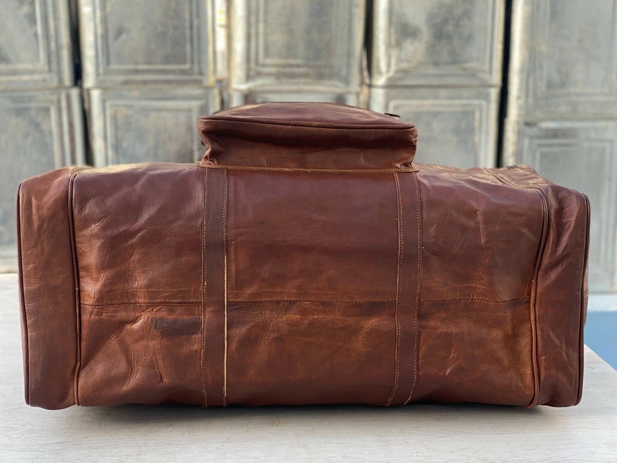 Sac De Week-end En Cuir De Vache Et Laine – Marron, 25 Pouces, Fait Main, Homme