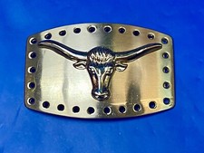 Heavy Silver Color Texas Longhorn Western Outlined See Through Belt Buckle