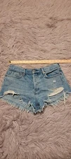 We the Free Jean Women Blue Cotton Distressed Denim Cut Off Jeans Shorts Size 28