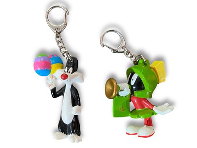 Vintage Looney Tunes Keychains Lot Marvin The Martian & Sylvester Cat