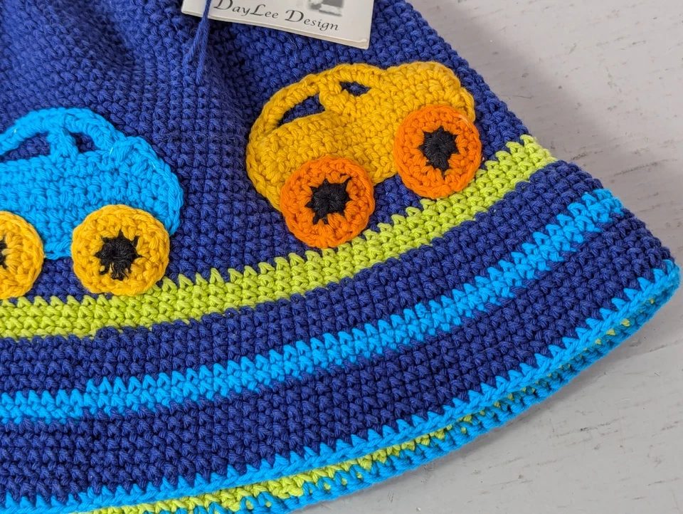 San Diego Hat Co. 男孩水桶帽 1-2T Day Lee 设计汽车针织钩针编织全新带标签 — 第 3/4 张图片