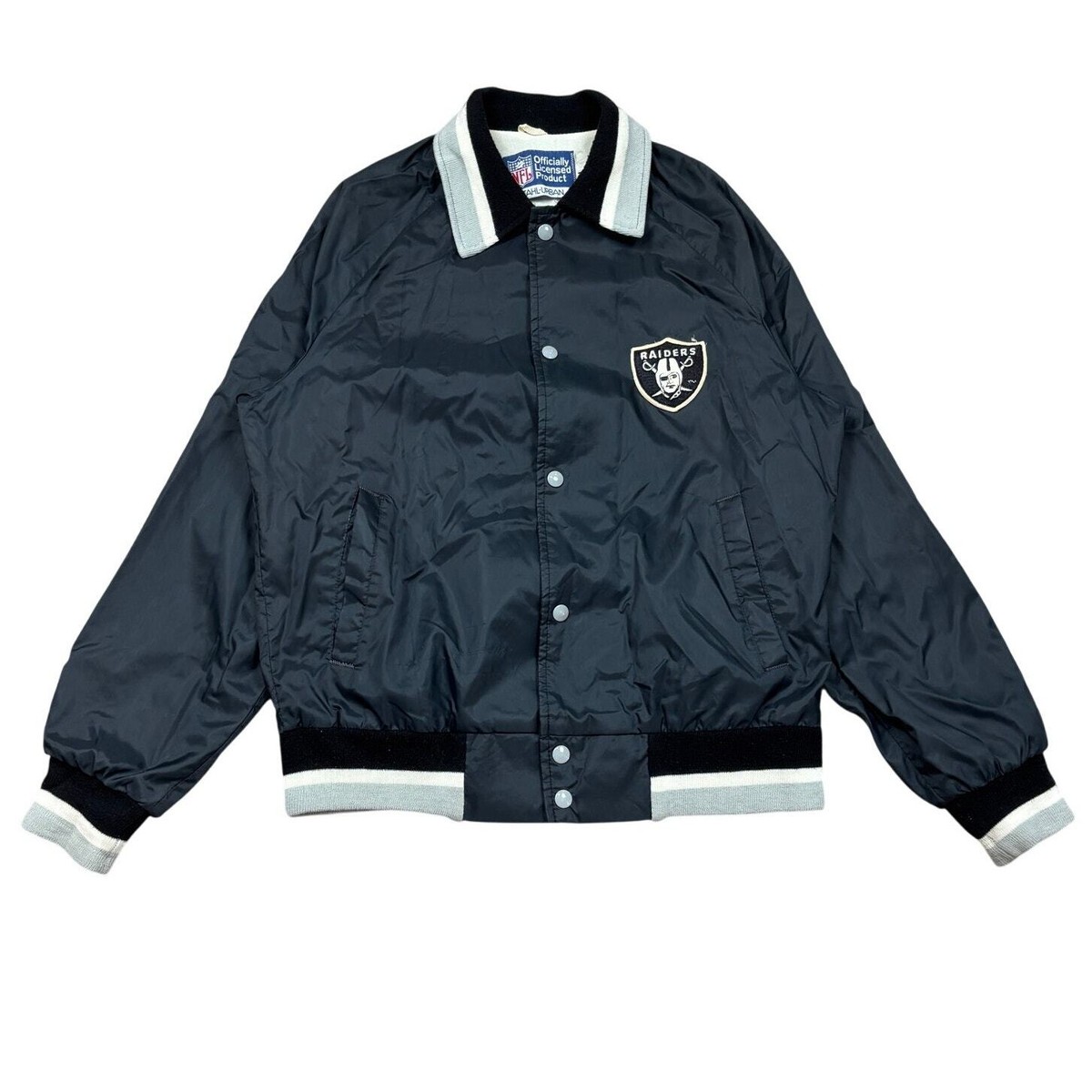 80s RAIDERS スタジャン PRO LINE ブラック Starter Jacket Vintage 80s Pro Line NFL Oakland Raiders Satin