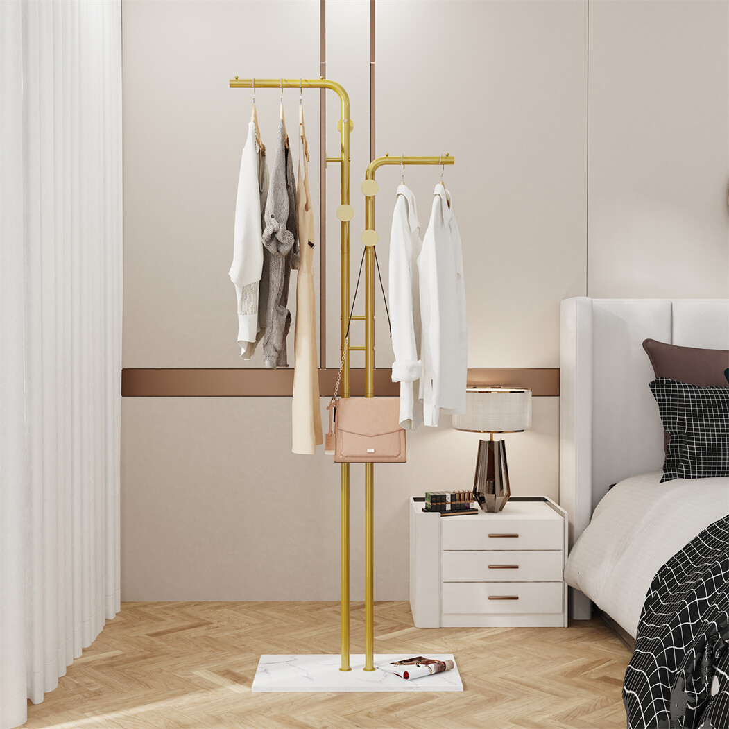 Jackenständer schmal Standgarderobe Garderobe gold Tasche Ständer Stummer Diener