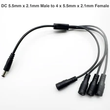 DC Power 1 Male to 4 Female 5.5mm x 2.1mm Splitter CCTV Splitter Cable LED Strip