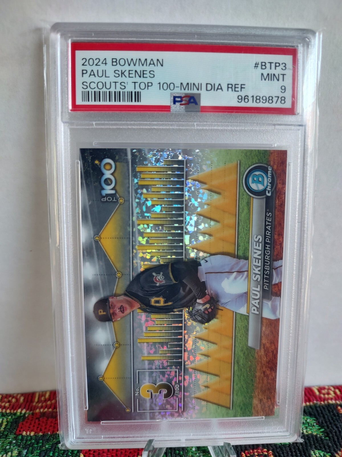 2024 Bowman Paul Skenes Scouts Top 100 Mini diamond Refractor/150 PSA 9