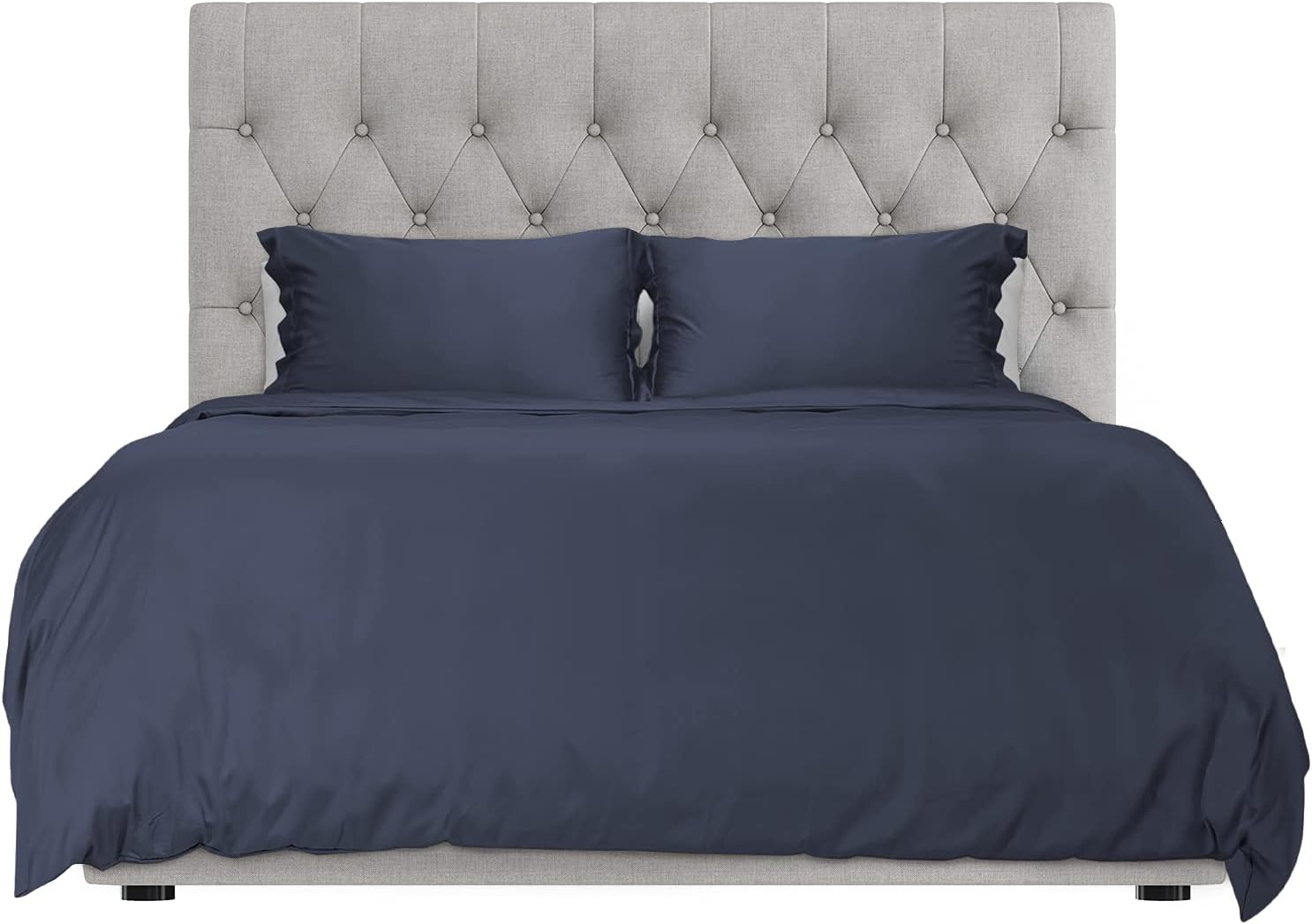 Duvet Cover Bed Linen Set, 3 -Piece Set, Navy Blue, Full-image
