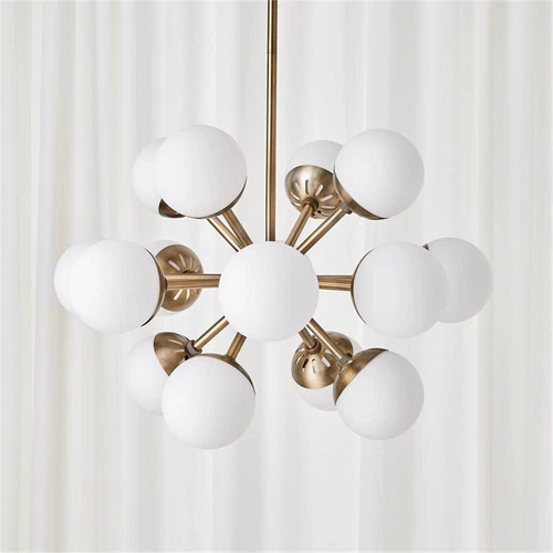 Uttermost Droplet 16-Light Metal Steel & Glass Sputnik Chandelier in Brass/White - Picture 3 of 6