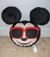 Disney / Pixar Mickey Mouse Emoji Pillow 10" Black, Tan and Red Great Shape