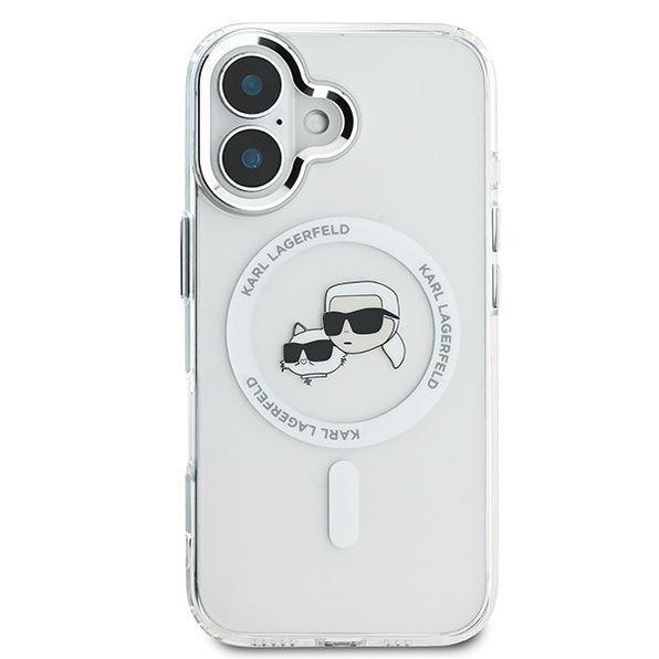 Karl Lagerfeld IML Karl & Choupette Head Metal Frame Case for iPhone 16 Clear