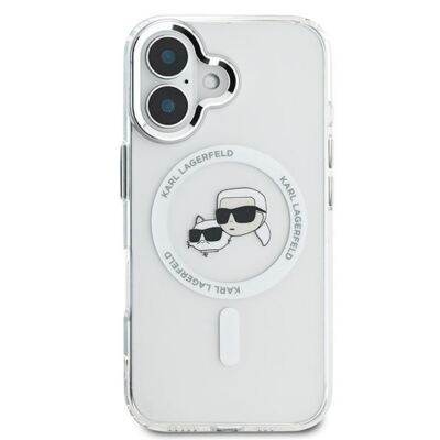 Karl Lagerfeld IML Karl & Choupette Head Metal Frame Case for iPhone 16 Clear