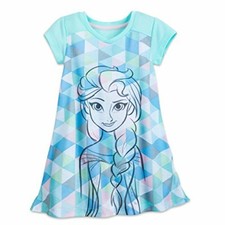 Disney Elsa Blue Geometric Nightgown Nightshirt for Girls