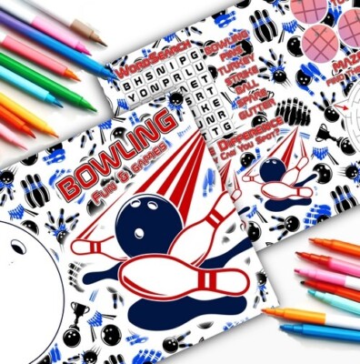 24 Stück Bowling Spaß und Spiele Aktivität Blätter - Party Tasche Bücher Füllung