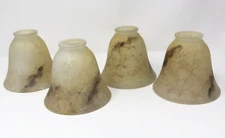 Satin Glass Light Shades Amber Brown Marble Bell Lamp Fan Set of 4