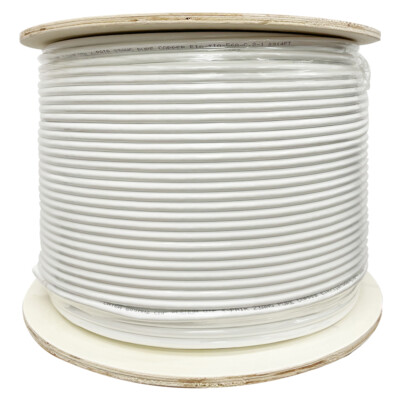 Cat6A Plenum CMP 1000ft 23AWG 100% Bare Copper 750 Mhz Ethernet Cable, UTP White