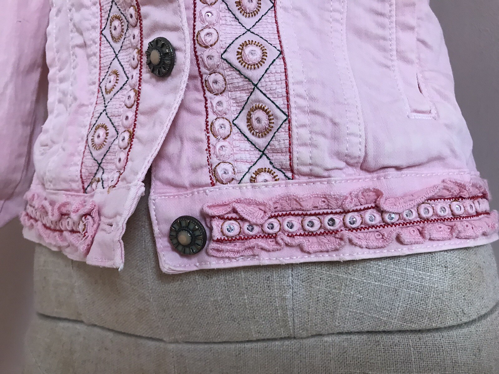 Desigual Jacke Jeansjacke rosa Gr. 36 Landhaus Romantik