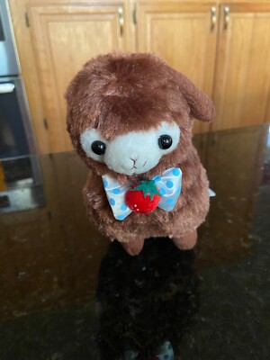 NWT Amuse Lovely Kids Alpacasso w/ bowtie brown stuffed plush 6'' ALPACA LLAMA