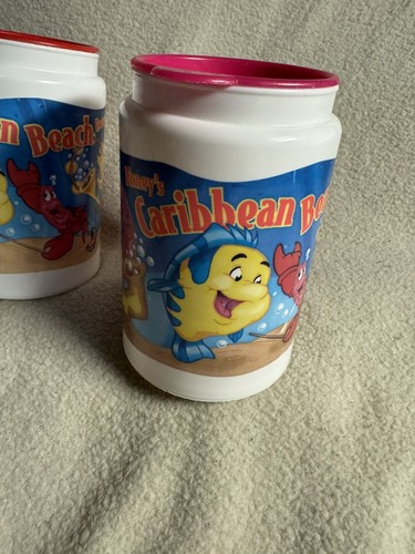 Taza de viaje vintage Disney vaso caribeño playa resort plástico sirenita - Imagen 6 de 14