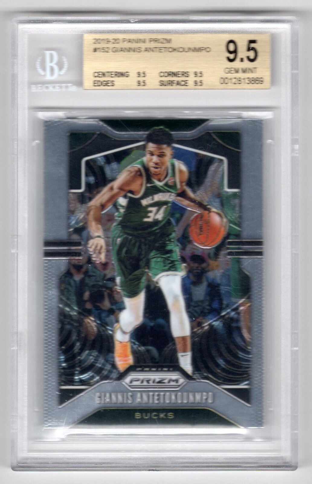 2019-20 Panini Prizm Giannis Antetokounmpo Bucks BGS 9.5 True Gem Mint