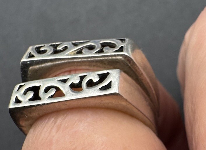 Sterling Silver Etched Ring Squared Front Size 8,… - image 4