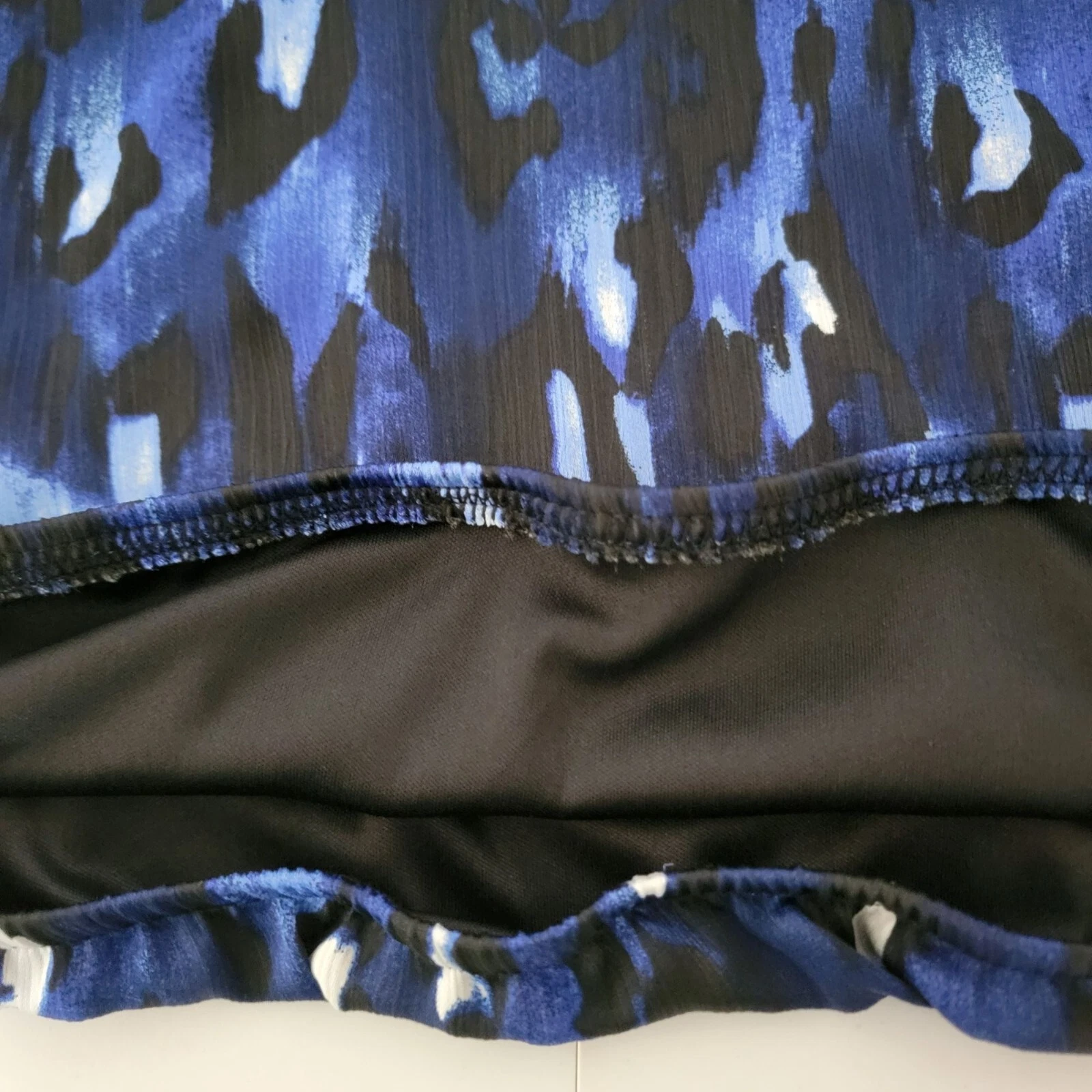 Top donna ALYX pull over taglia M maniche lunghe campana intarsiato pizzo blu nero bianco