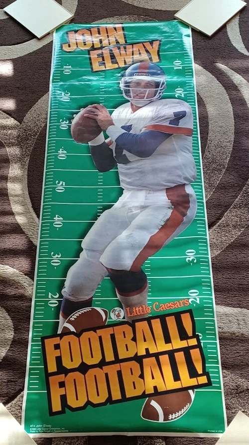 Póster de John Elway - GIGANTE NFL Denver Broncos Little Caesar's - RARO De colección Foto 4 de 4