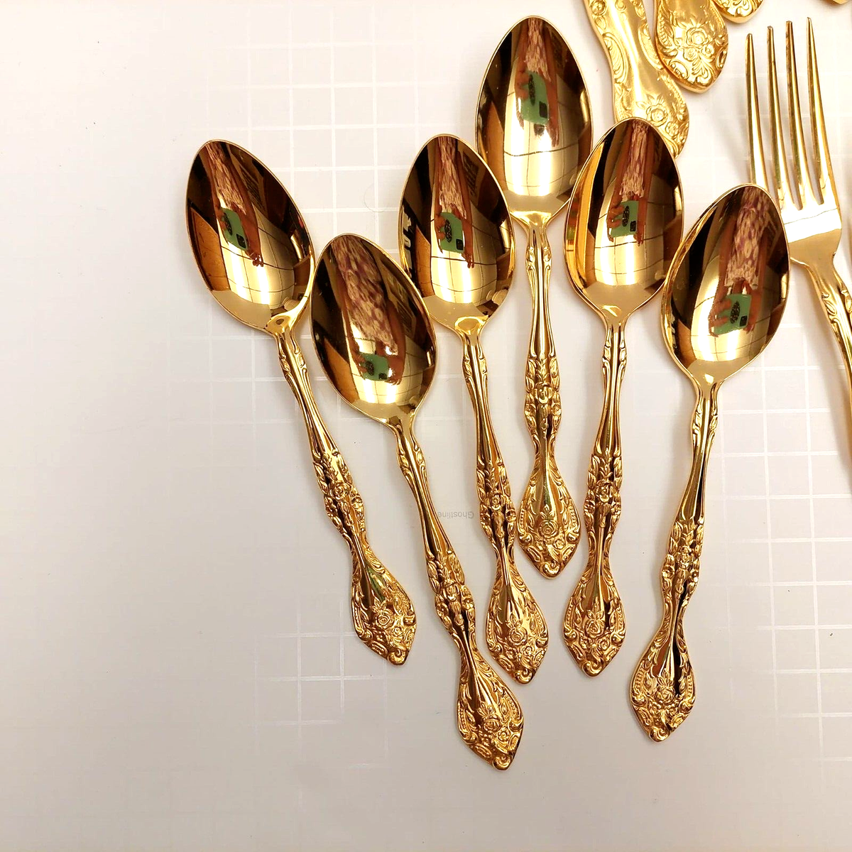 Stanley Roberts Gold Stainless Flatware Set Charles IV x6 | eBay