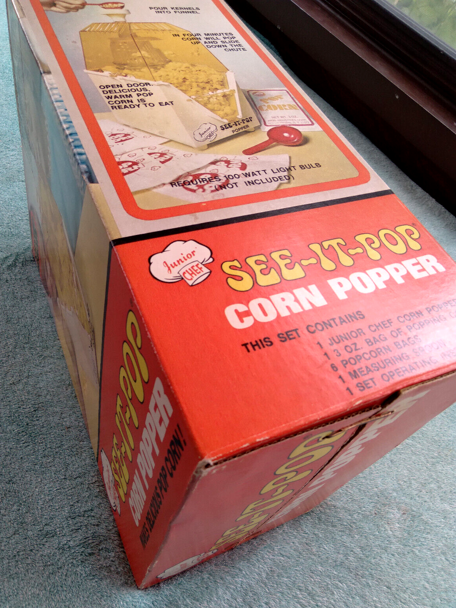 VINTAGE 1973 JUNIOR CHEF SEE-IT-POP CORN POPPER POPCORN VINTAGE 1973 JUNIOR CHEF SEE-IT-POP CORN POPPER POPCORN
