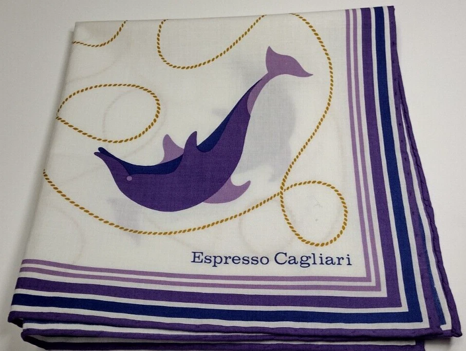 Lenço golfinho roxo algodão espresso Cagliari design fino - Imagem 2 de 4