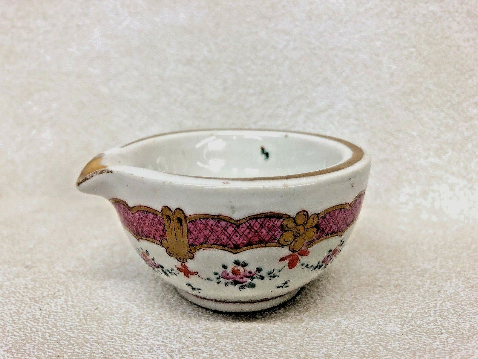 Antique Hand Painted Enamel Porcelain Mortar