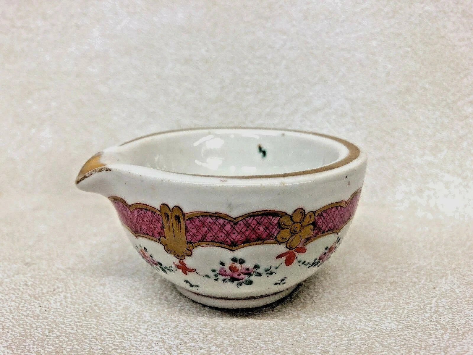 ANTIQUE HAND PAINTED ENAMEL ON PORCLAIN MORTAR