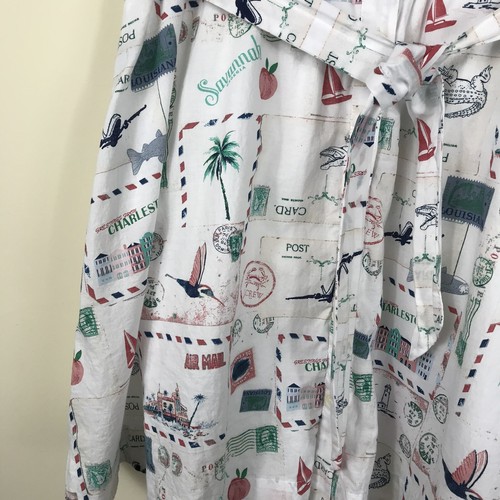 Crewcuts Factory Girls Size 14 Multicolor Waist Tie Postcard Print Shirt Dress - Picture 7 of 12